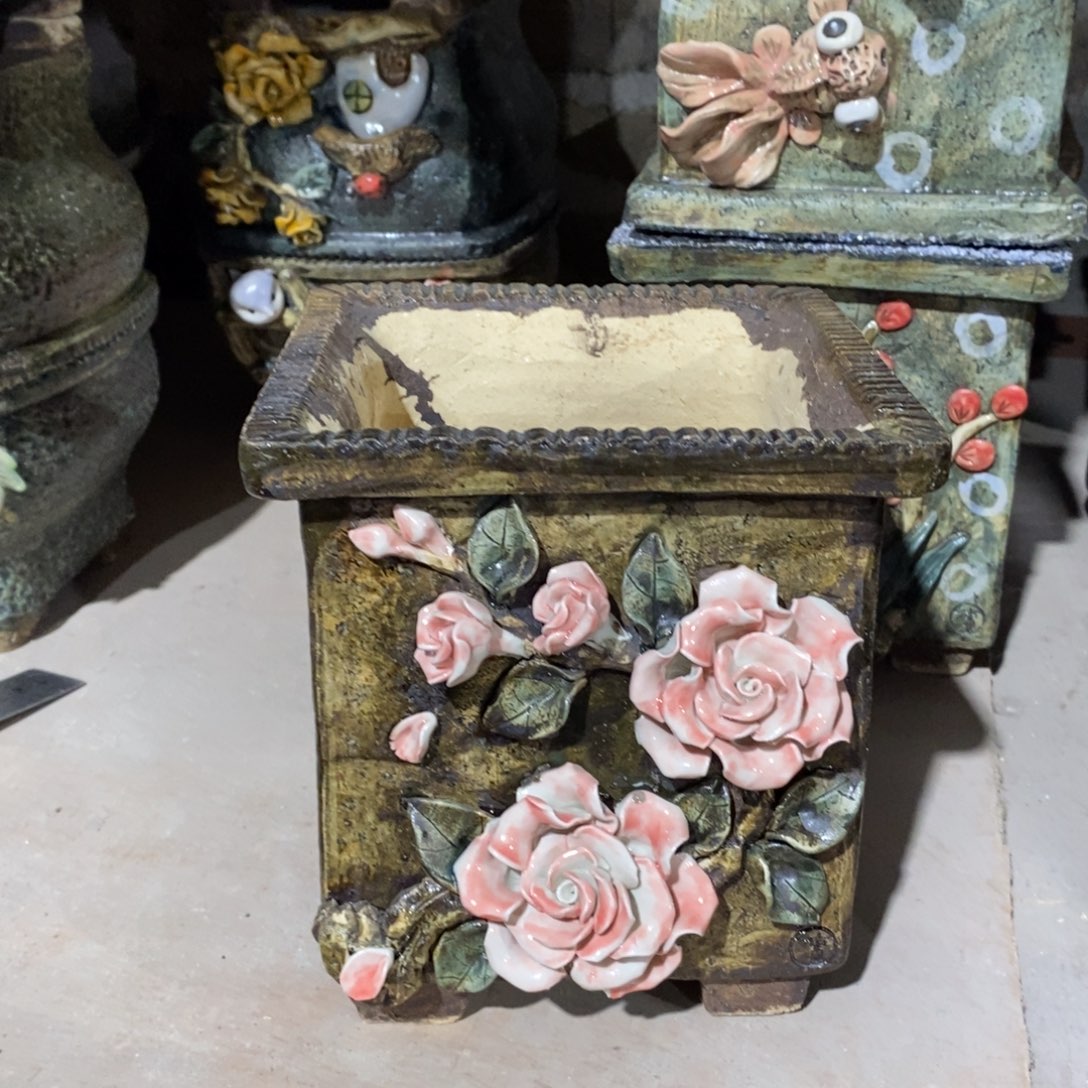 红陶青藤花器多肉花盆