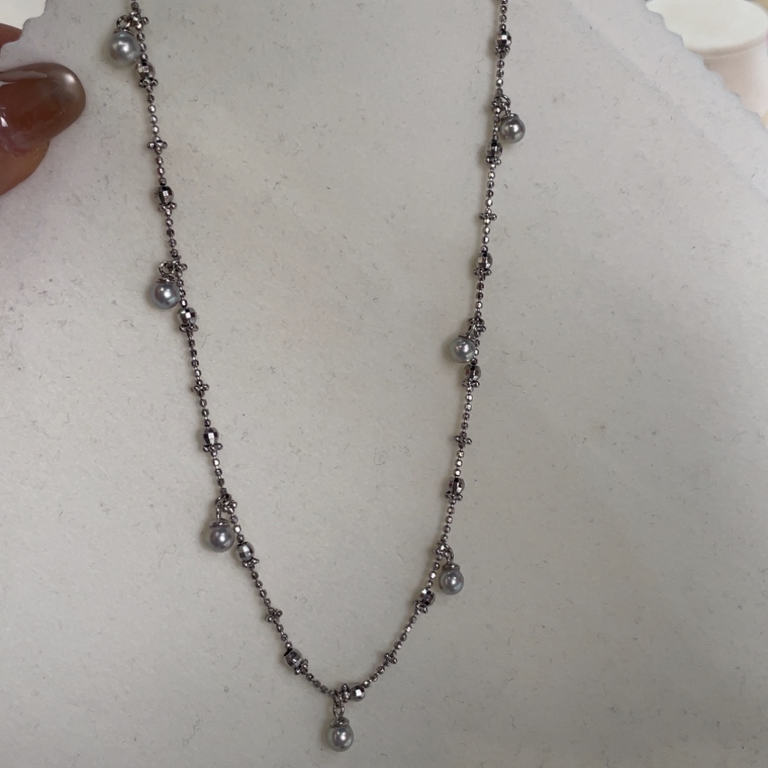 项链银S925镶嵌海水珍珠