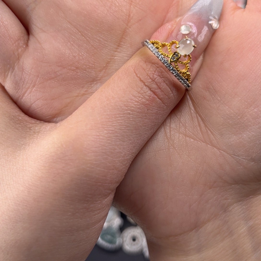 翡翠戒指银S925镶嵌69988