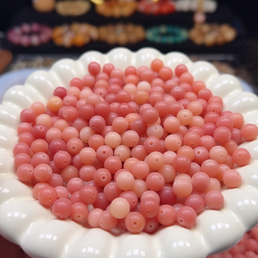 菩提根/象牙果手串卡8玫瑰粉圆500颗