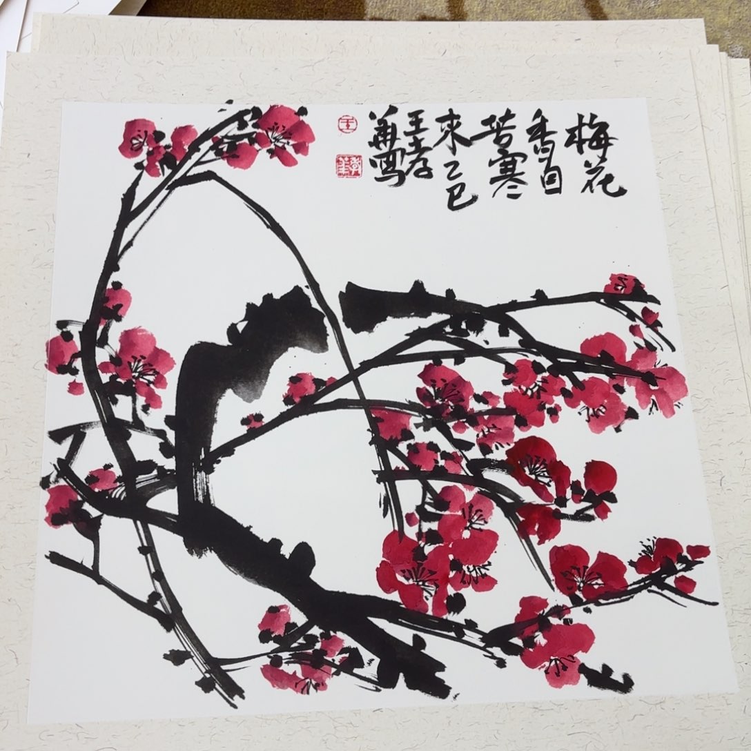 国画斗方花鸟花鸟赵