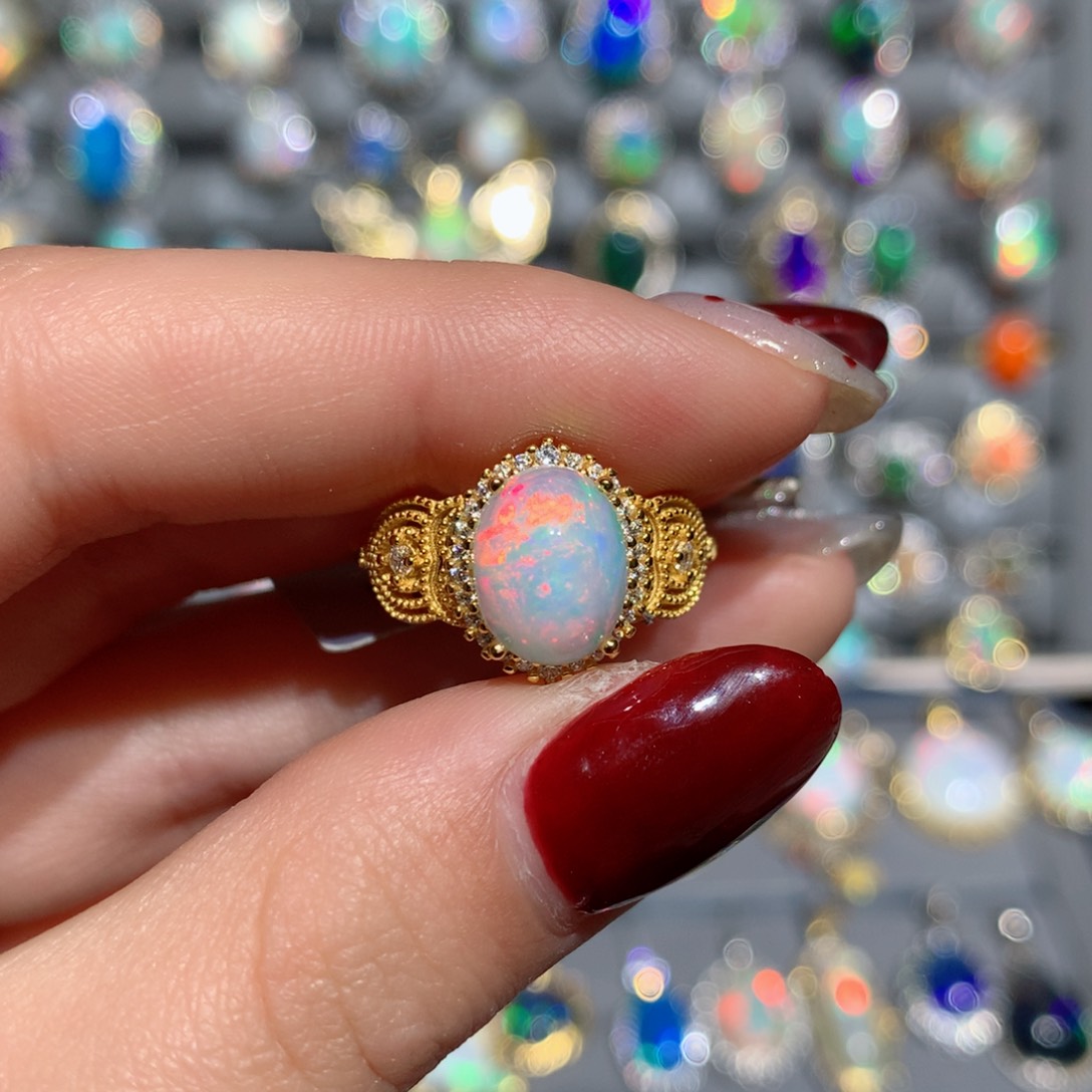 欧泊K福利戒指银S925镶嵌