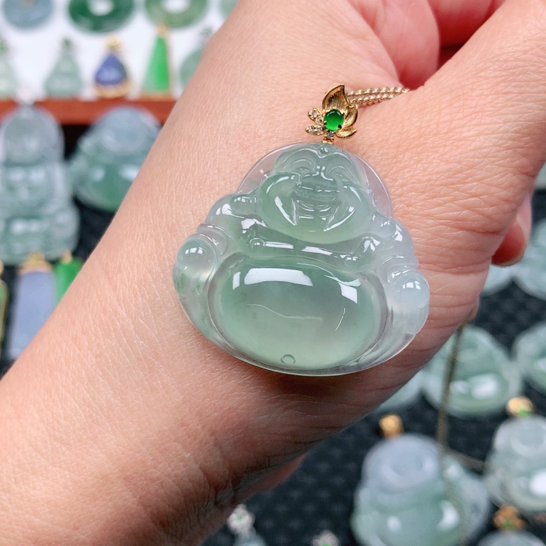 翡翠吊坠(不含链)18K金镶嵌