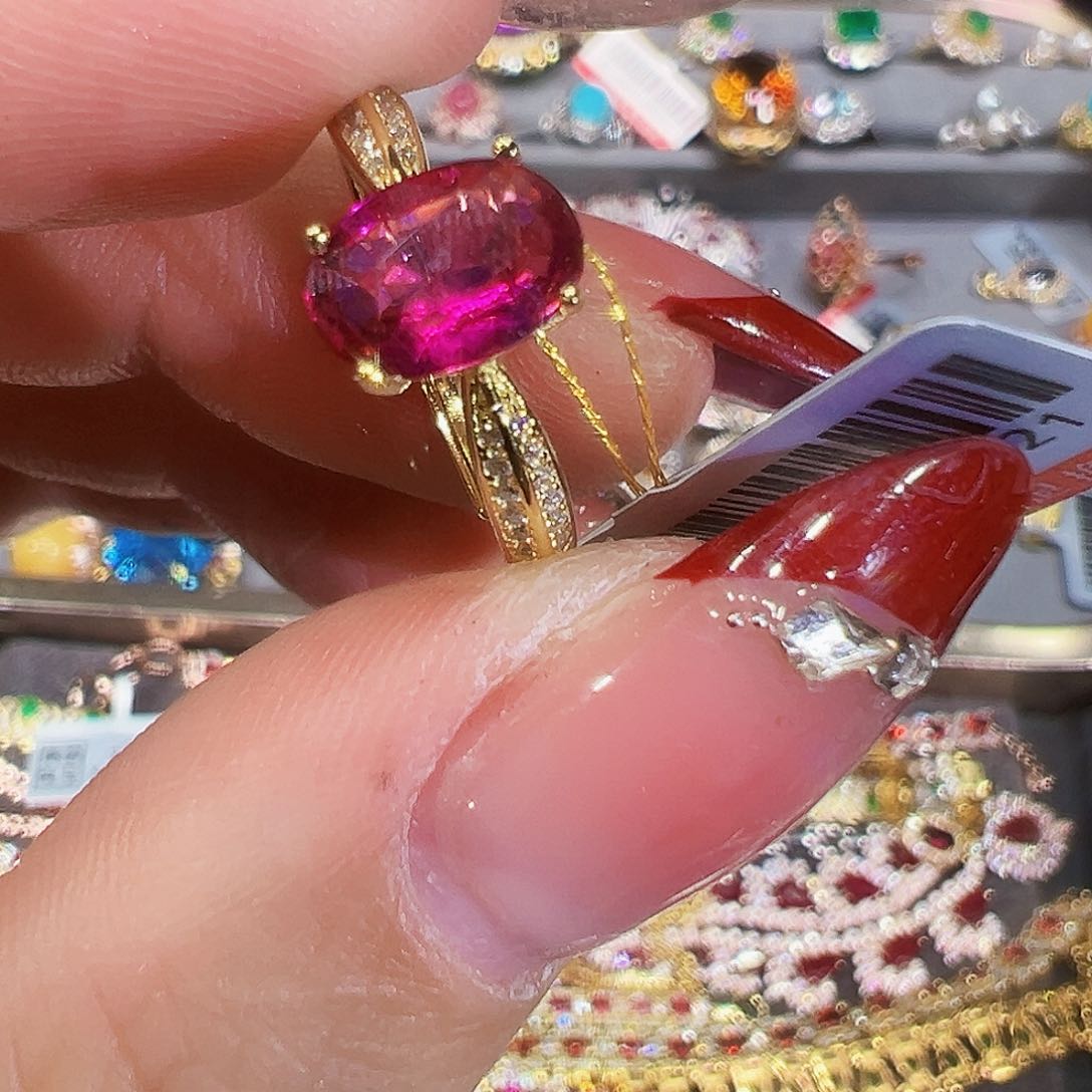 银S925镶嵌碧玺碧玺梅*子