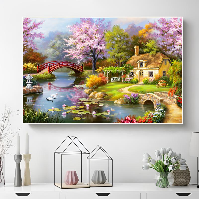 2025新款钻石画满钻卧室餐厅小幅钻石绣贴钻十字绣风景画小图儿童