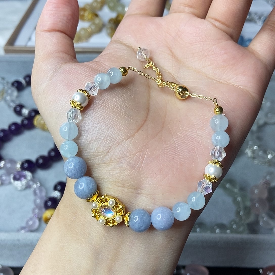 水晶手链合金海蓝宝
