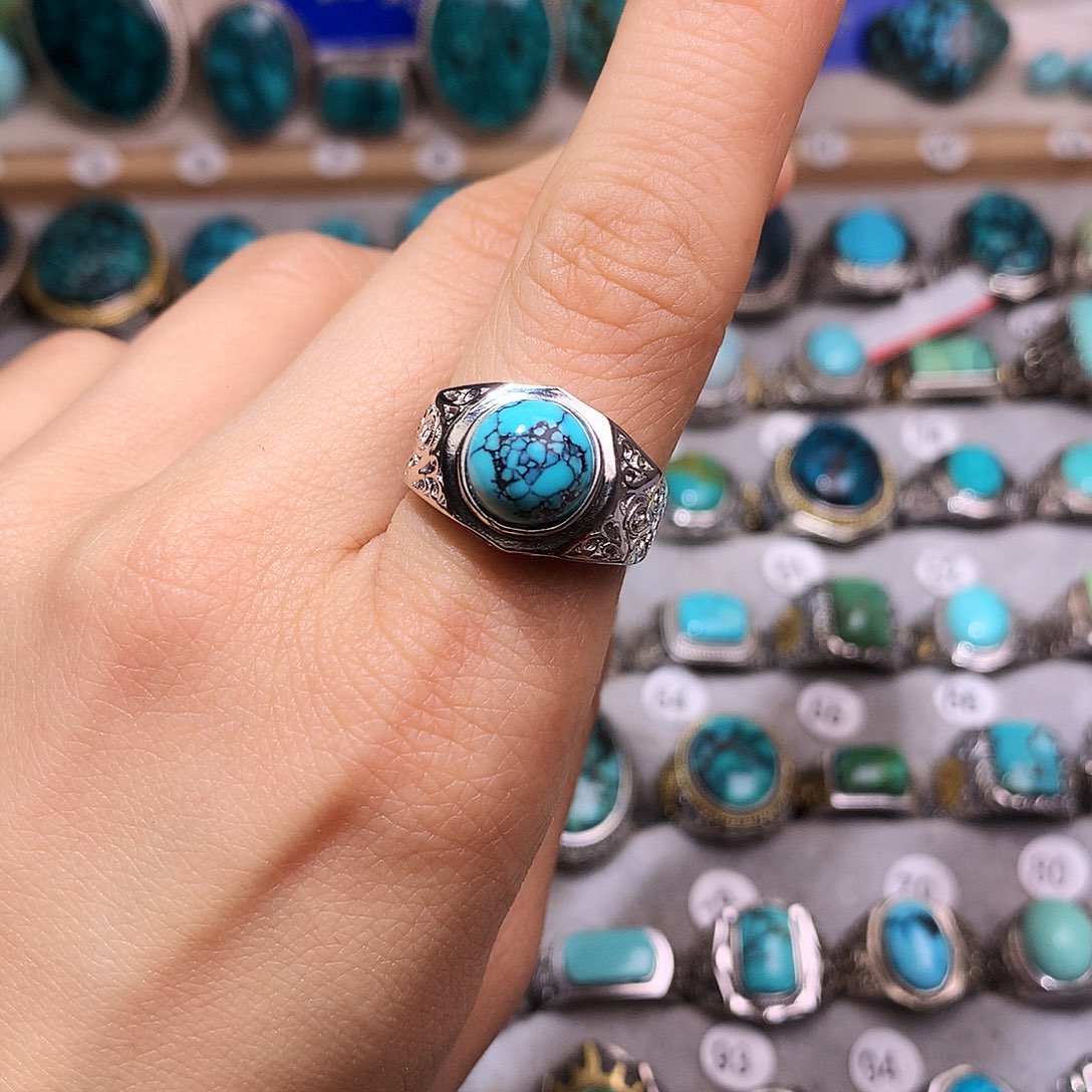 绿松石挂件银S925镶嵌