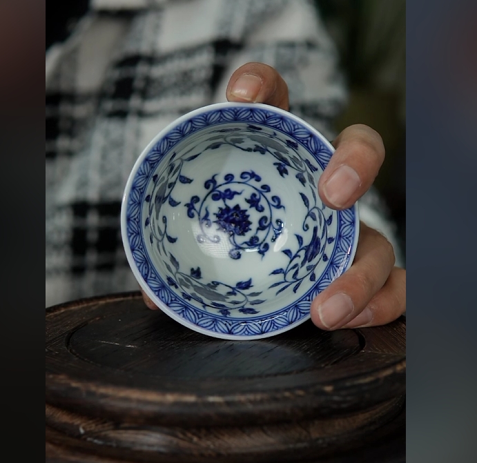 景德镇国营好瓷推荐官青花花卉主人杯210