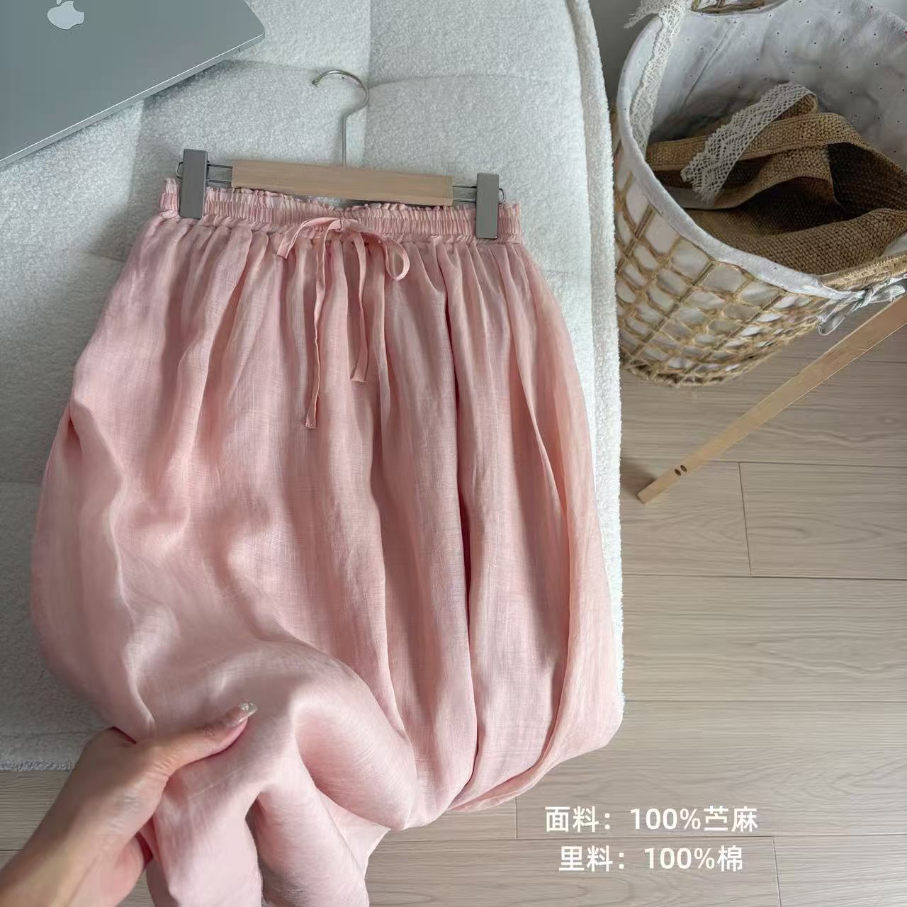 小柒家A0617-百搭复古双层半身裙褶皱韩版宽松夏款夏季裙子