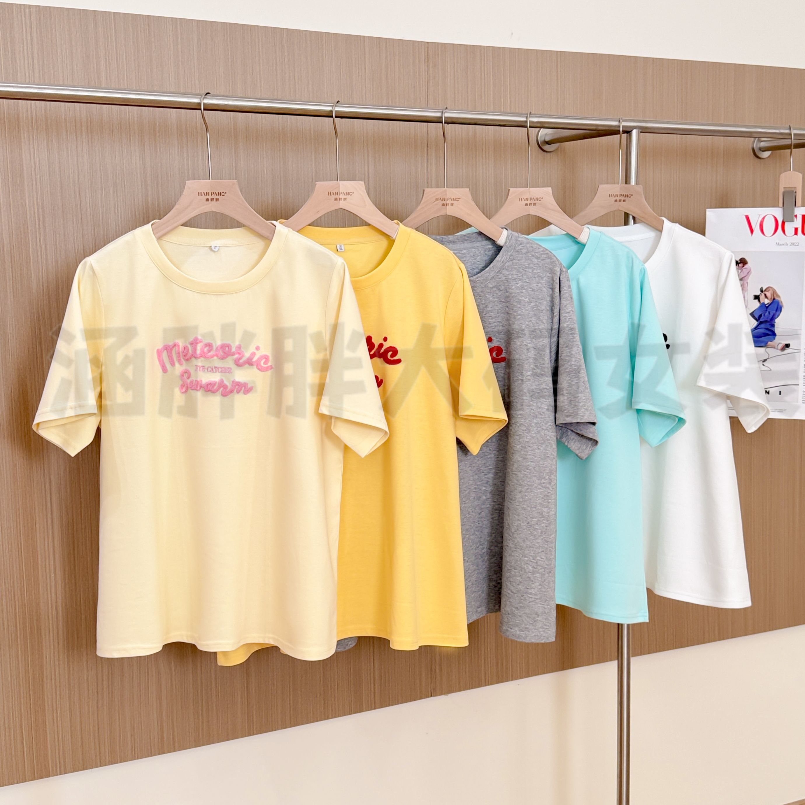 【C】新款大码女装休闲个性多色字母印花休闲短袖 T 恤 5986