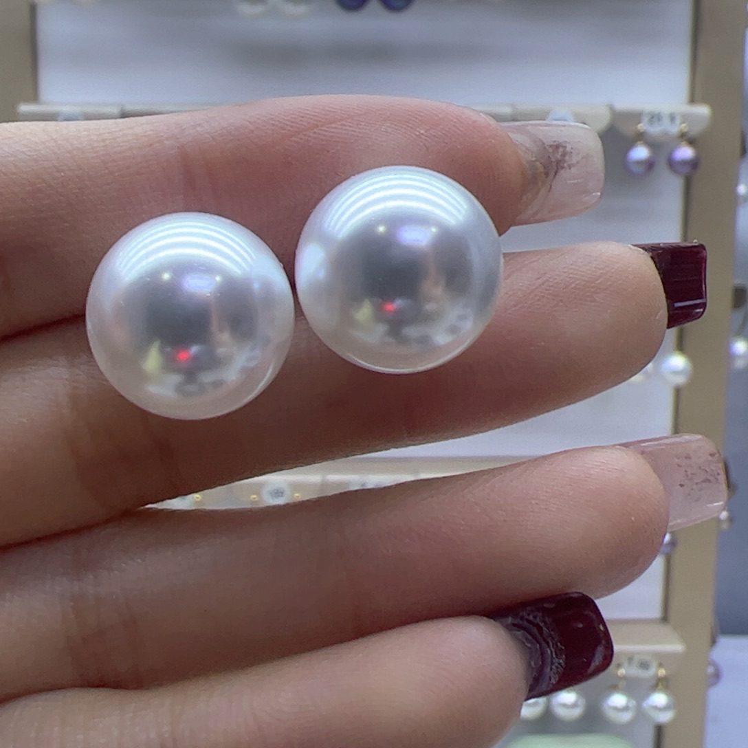 淡水珍珠耳饰18K金镶嵌