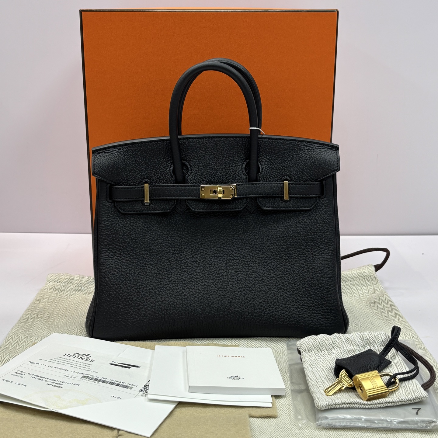 99新 Hermes/爱马仕 黑金Birkin25手提包 21400