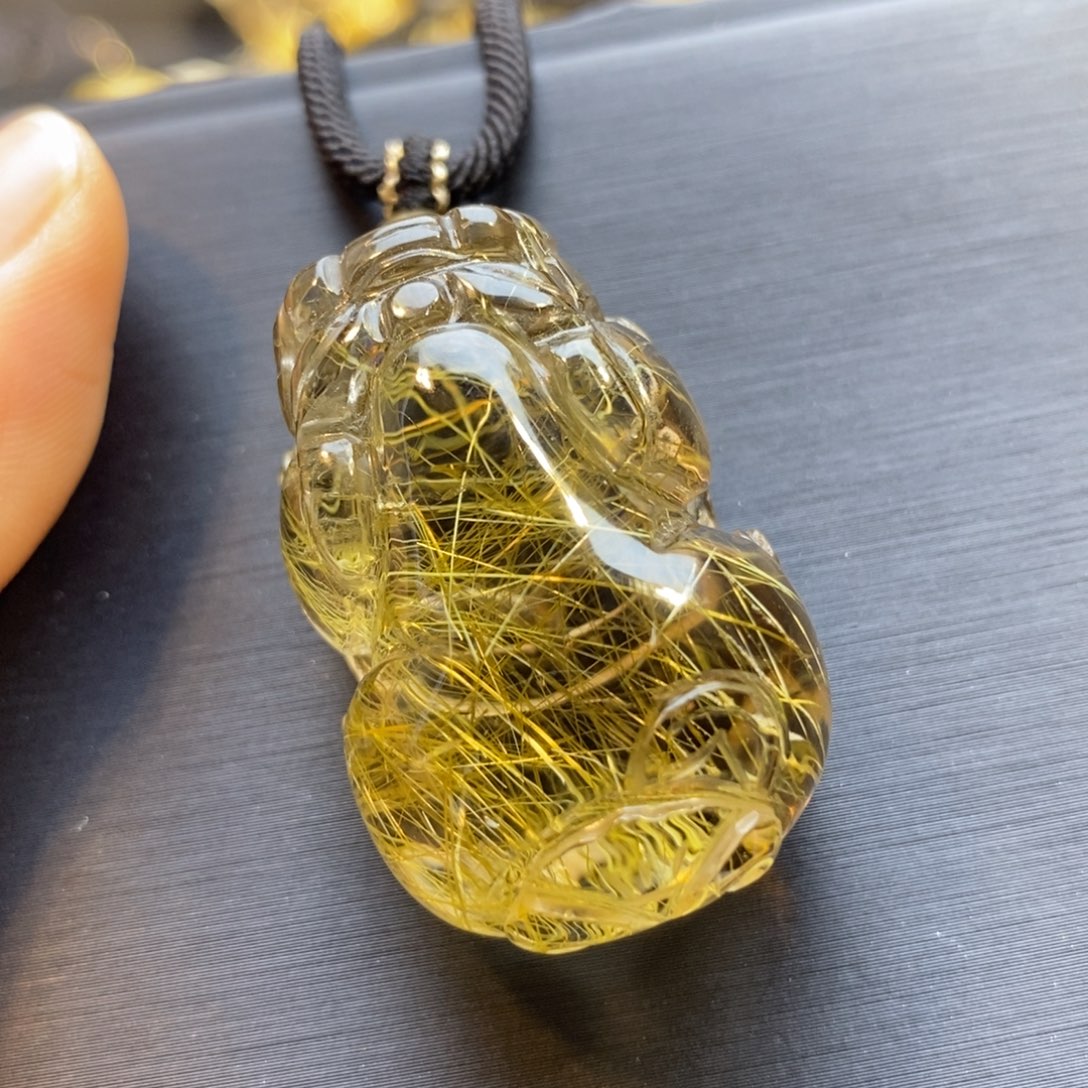 水晶颈饰未镶嵌天然水晶发晶貔貅吊坠