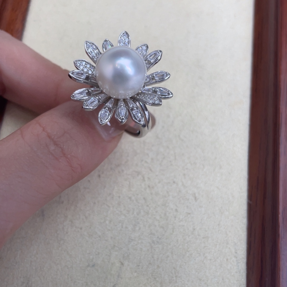 银S925镶嵌海水珍珠吊坠(不含链)