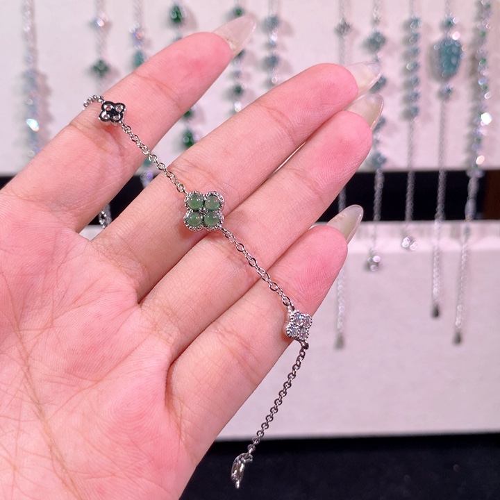 银S925镶嵌手链翡翠363绿