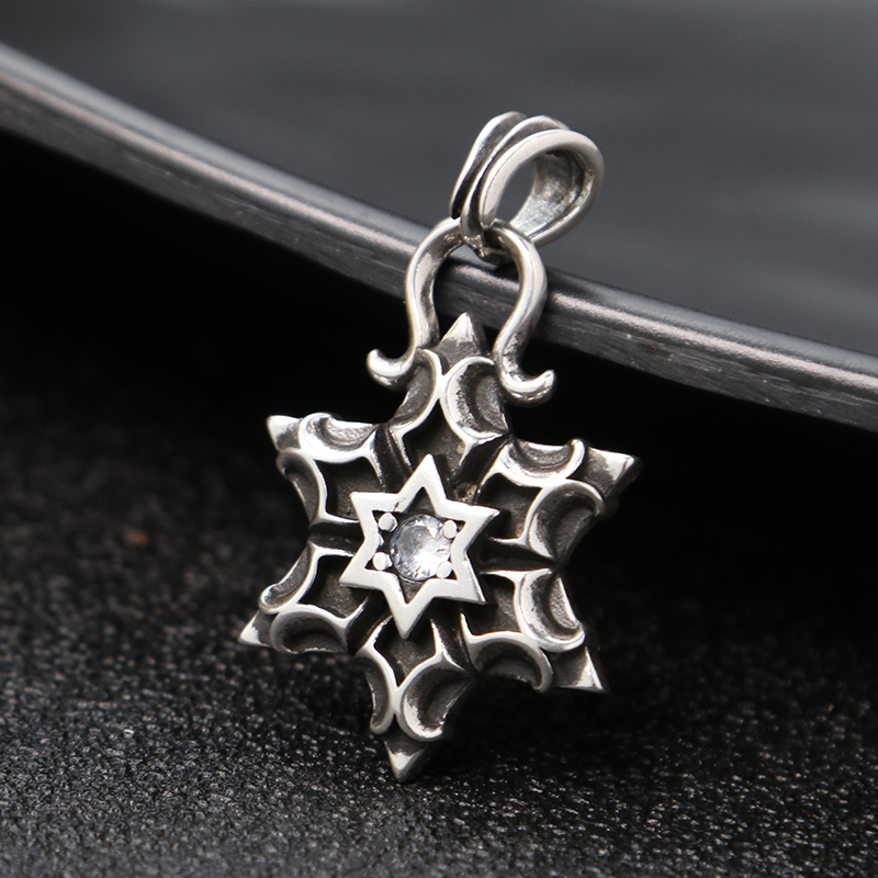 吊坠925银 六芒星吊坠 百搭项链流行挂坠