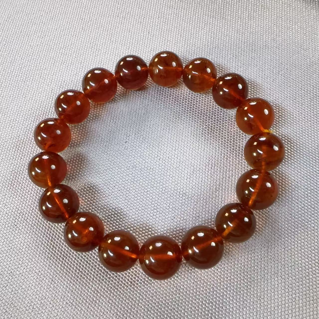 天然缅甸灵草珀圆珠手串11MM+经典百搭男女通用款式（微粉)