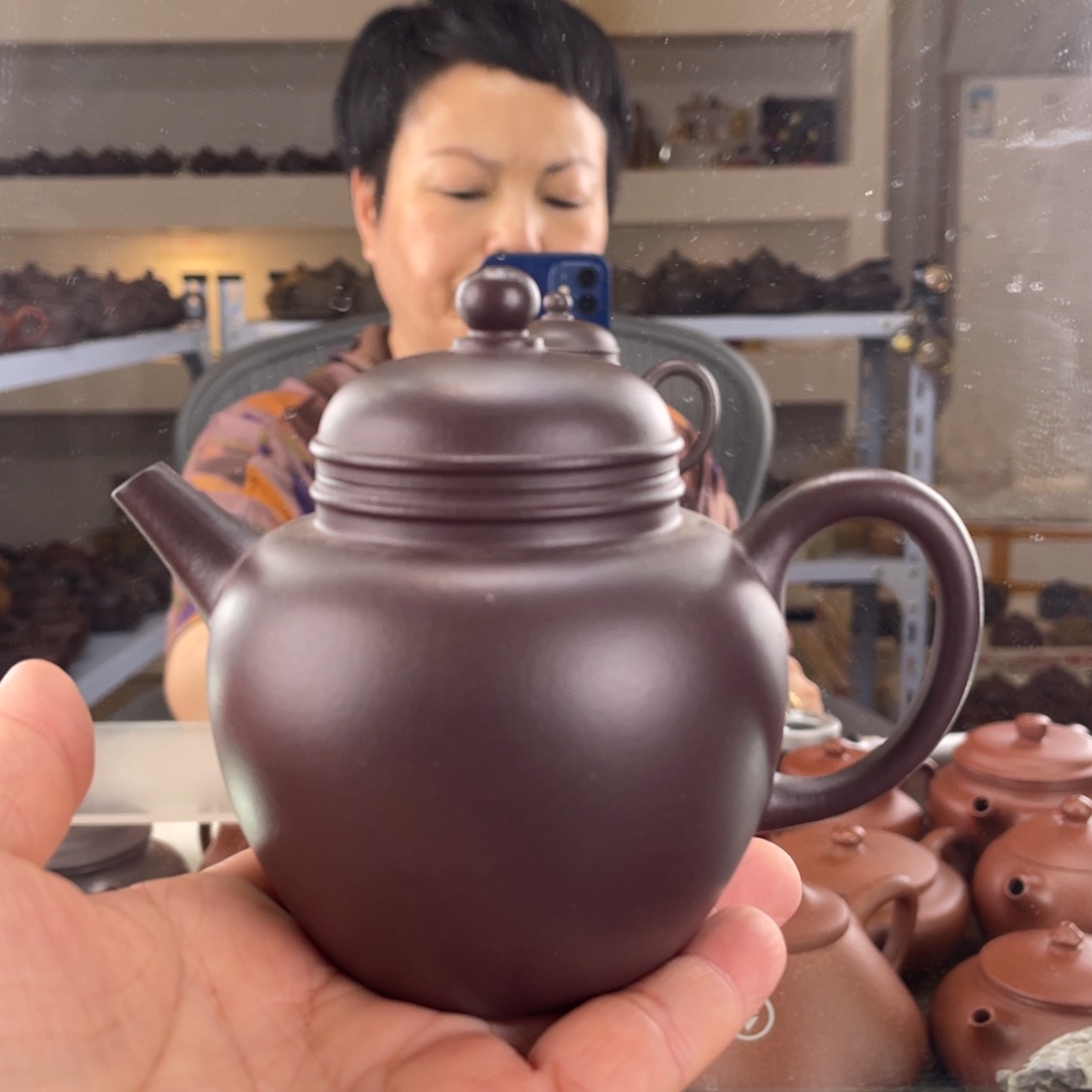 茶壶紫砂老紫泥巨轮宫灯230cc