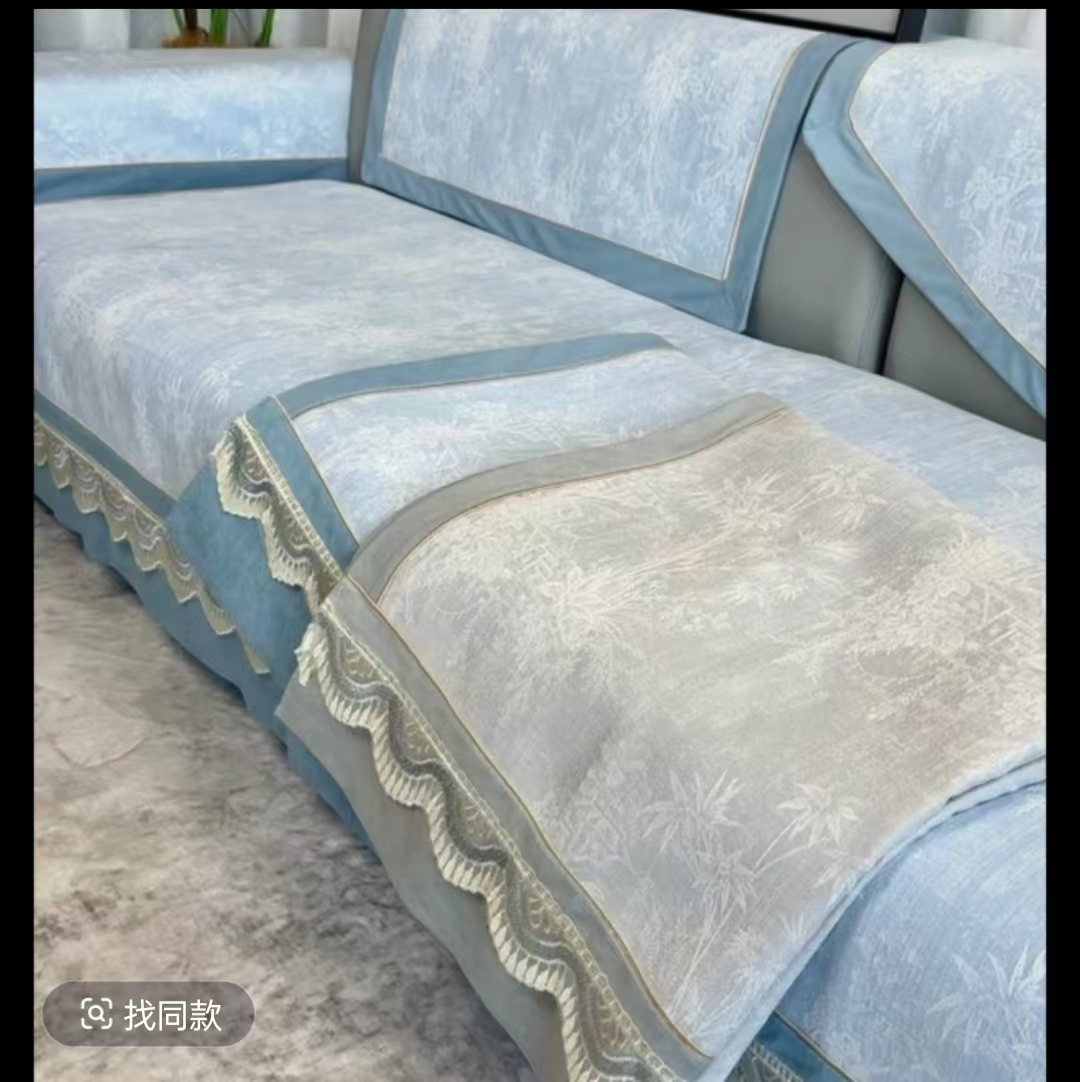 【全尺寸】竹林别院四季通用雪尼尔沙发垫防滑轻奢高档简约