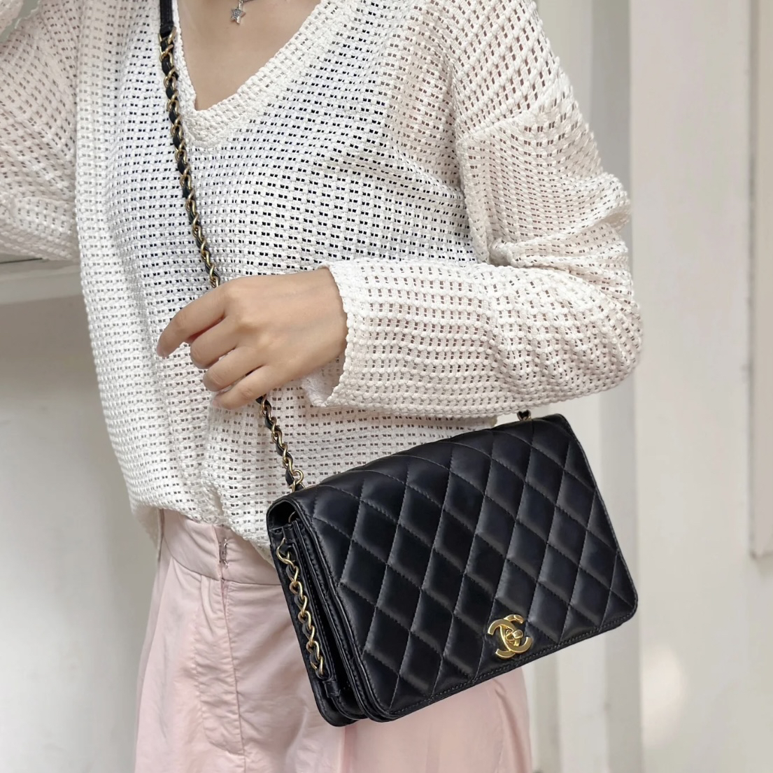 95新 Chanel/香奈儿 多多奢品 香奈儿滚边口盖斜挎包/98新