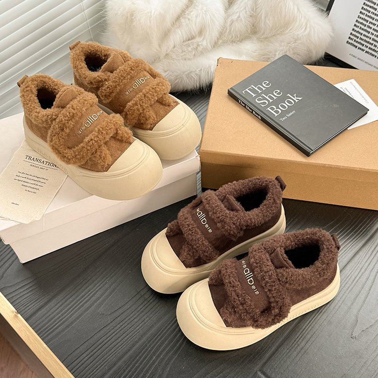 厚底毛毛棉鞋女款2025新款冬季外穿爆款加绒加厚保暖面包鞋子女鞋