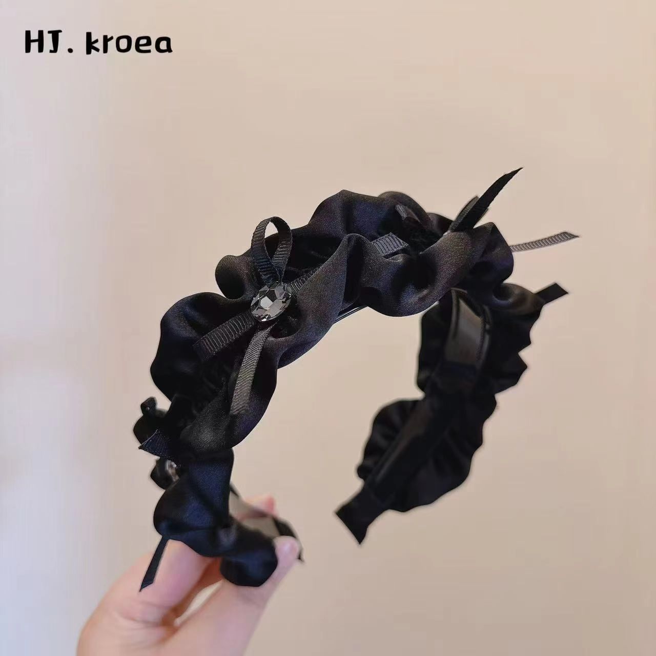 黑色复古轻奢蝴蝶结发箍