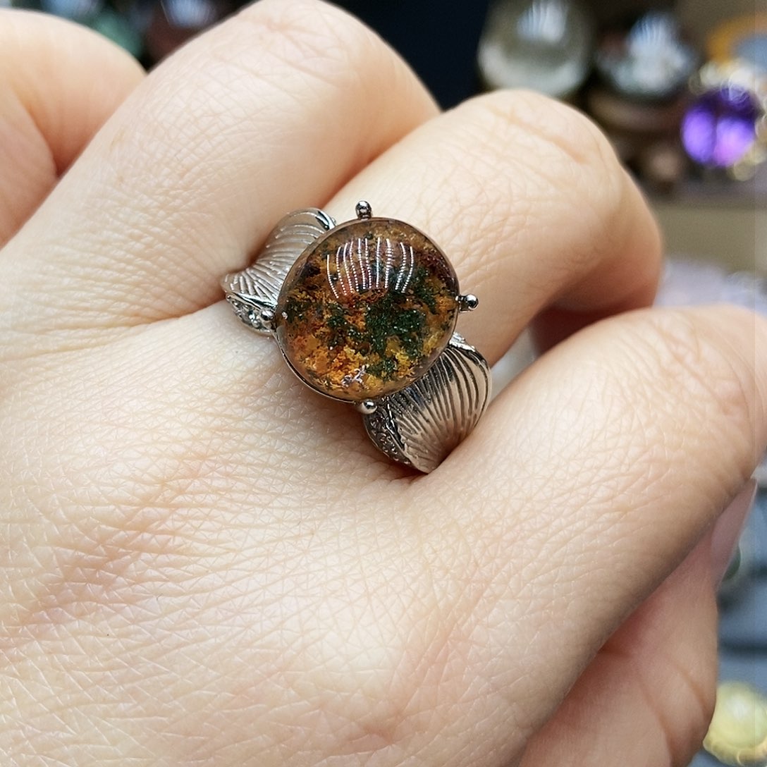 水晶戒指银S925镶嵌茶*?