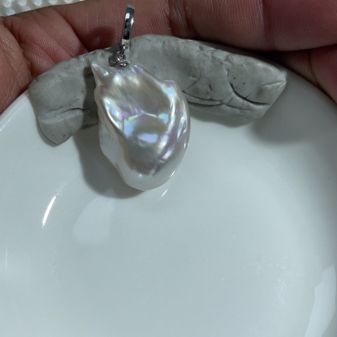 淡水珍珠吊坠(不含链)银S925镶嵌