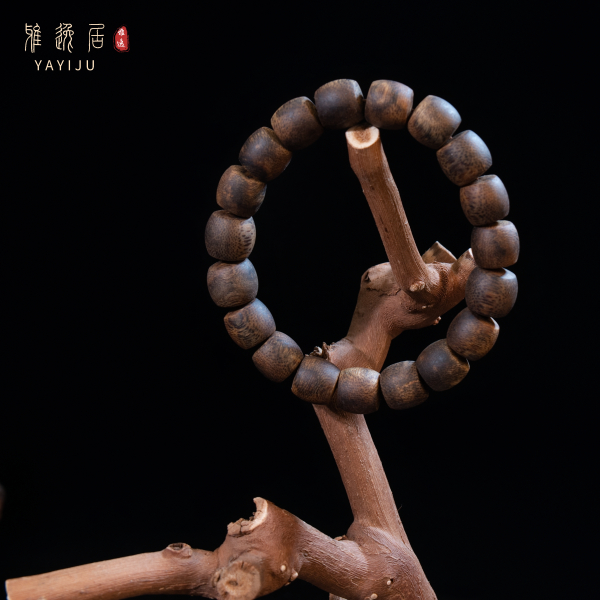 沉香海南莺歌绿棋楠9mm鼓珠单圈手串.正品花果蜜香