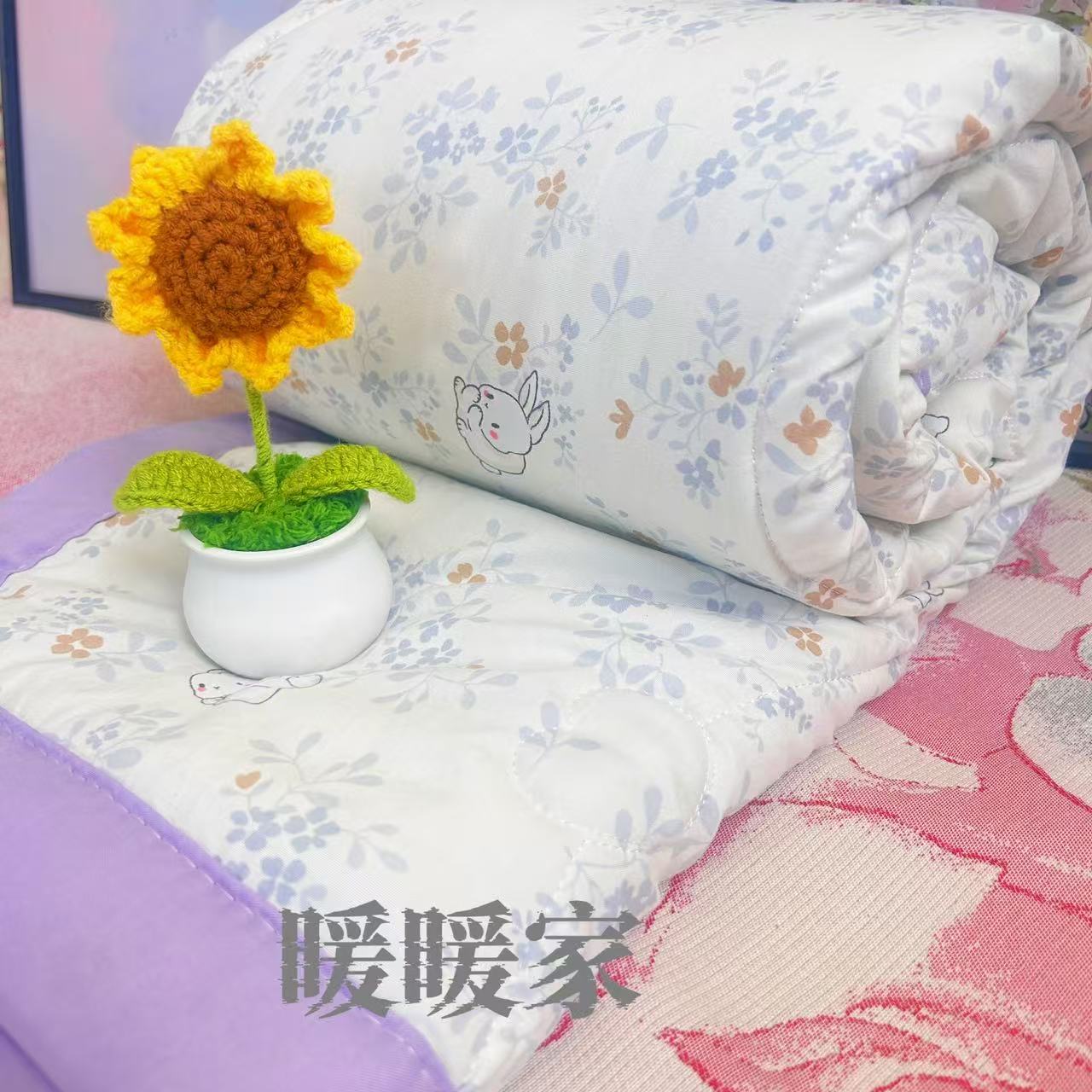 （花草兔）110*150卡通四季柔软云纱棉夏凉被