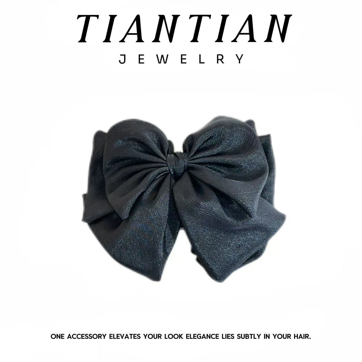 【SONGYI】抓夹法式女发夹缎面大蝴蝶结头饰黑色韩系公主风