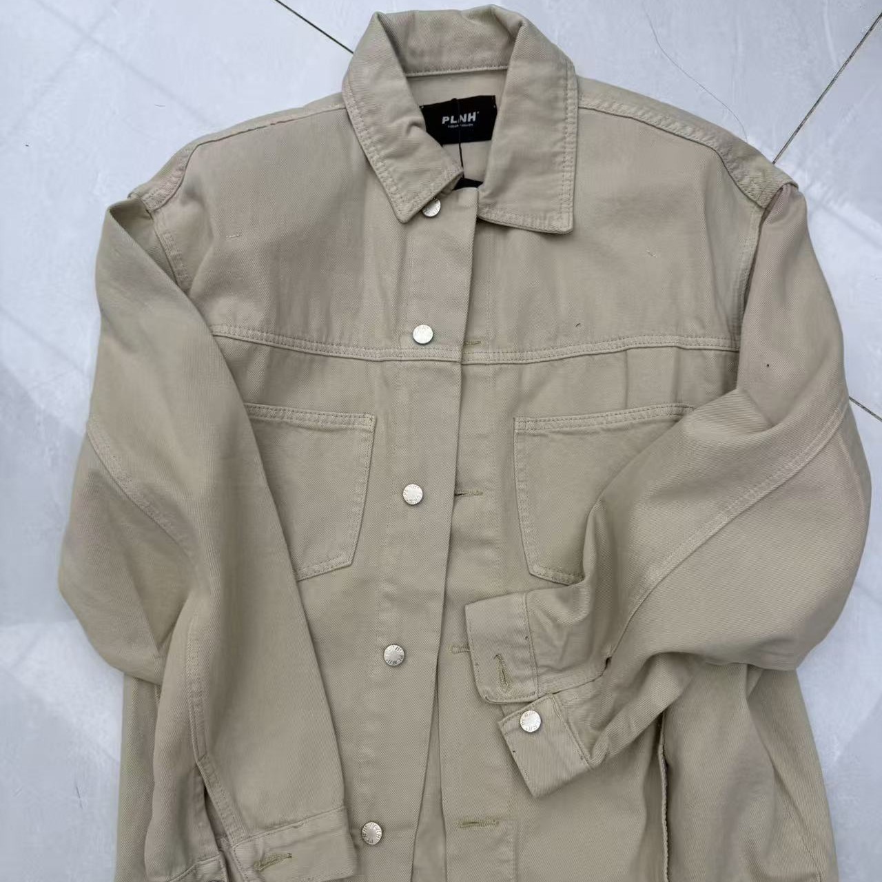 长袖夹克纯色女士秋款潮流做旧外套