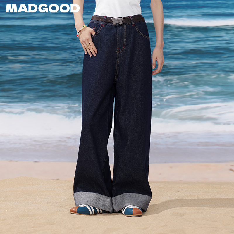 【年终宠粉破价】madgood马得工地日系撞色直筒牛仔裤MDGDCK252324