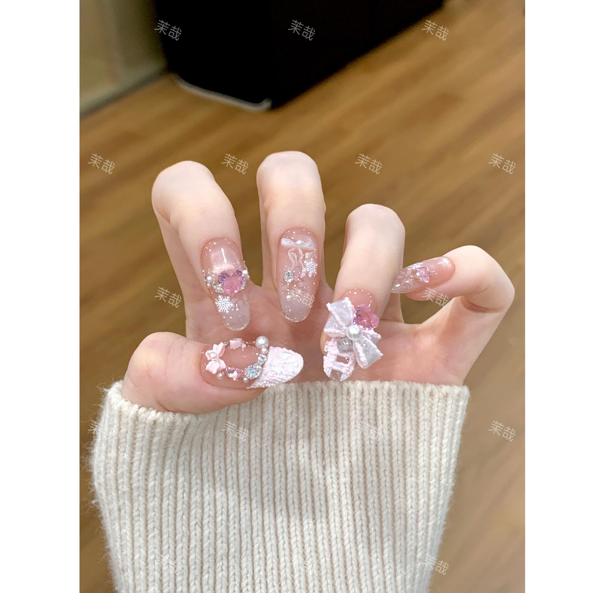 茉哉【爱丽丝梦境】纯手工定制美甲拆卸穿戴甲A5068