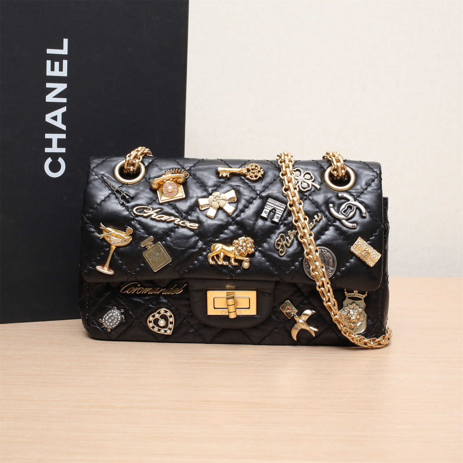 95新 Chanel/香奈儿 小花双双 2.55 口盖包 迷你 24开 狮子徽章
