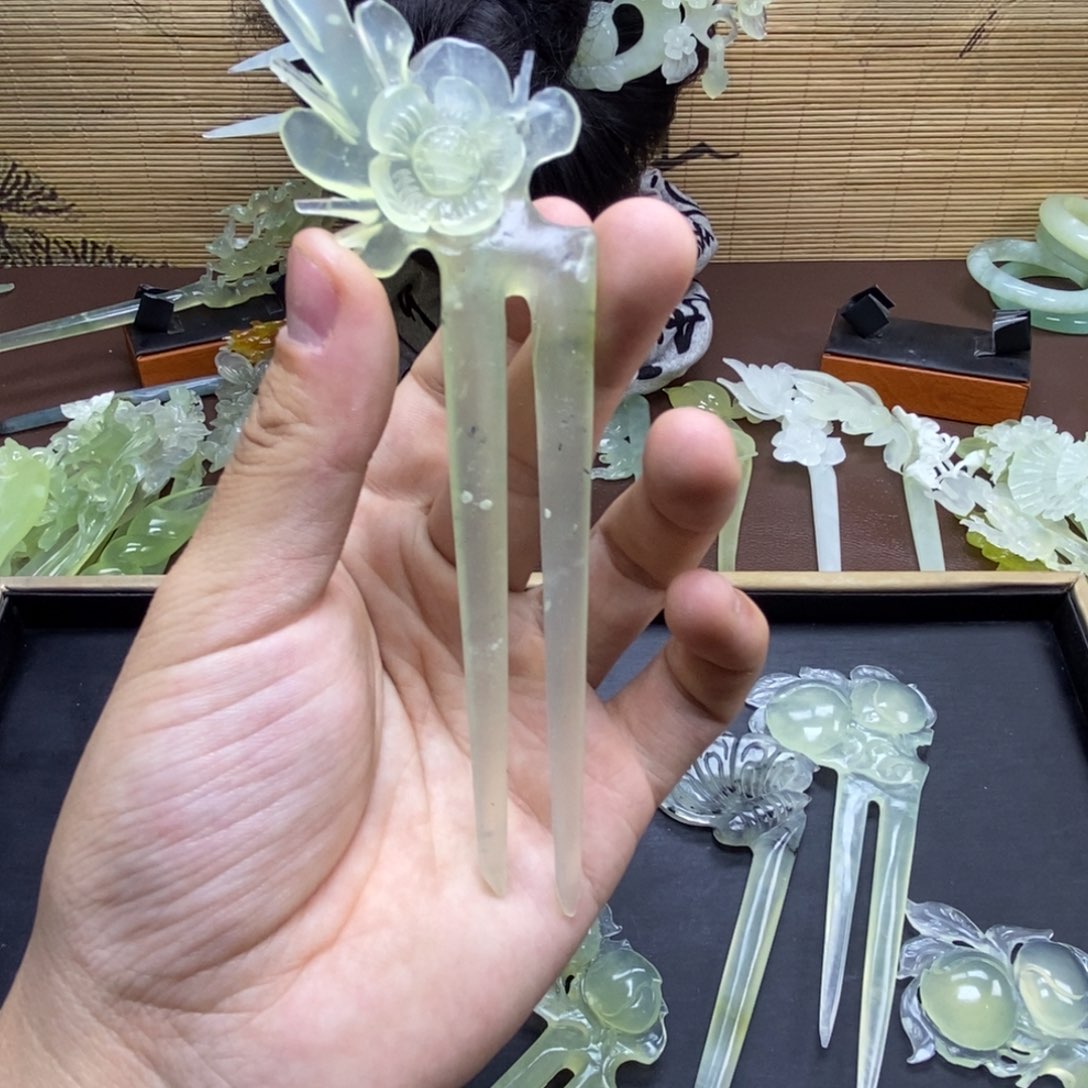 清***️蛇纹石玉未镶嵌发饰