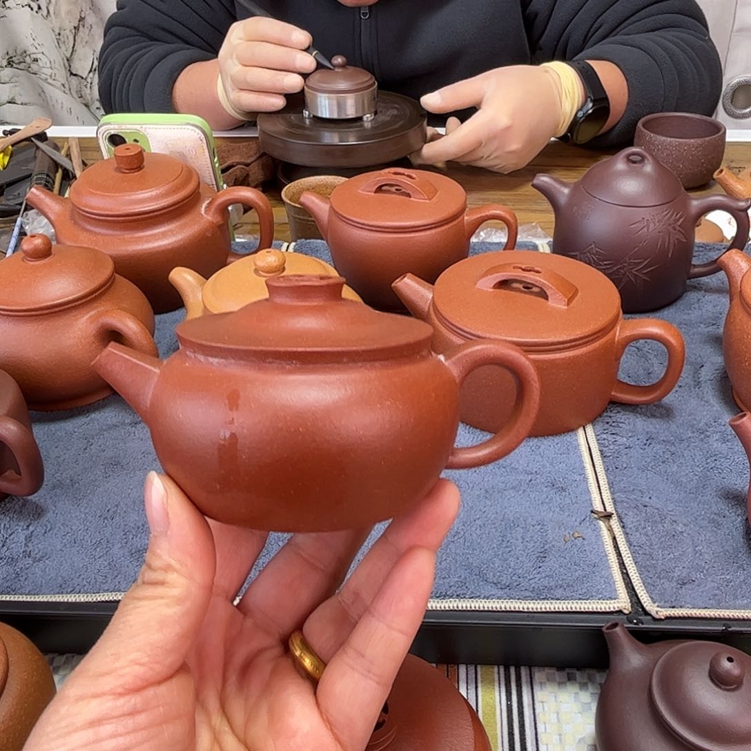 紫砂茶壶红降坡150cc宜兴紫砂