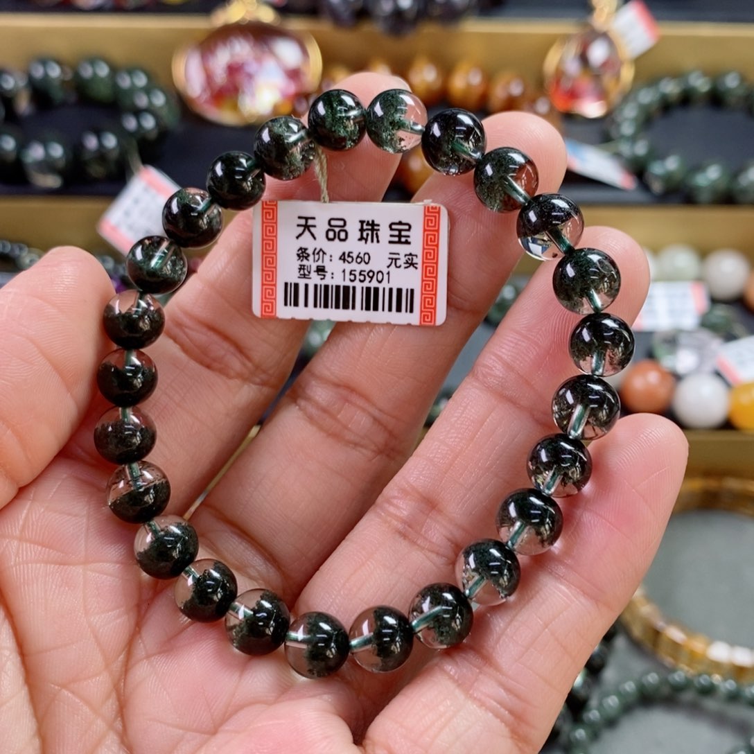 水晶手链未镶嵌壹****）绿幽灵手链155901