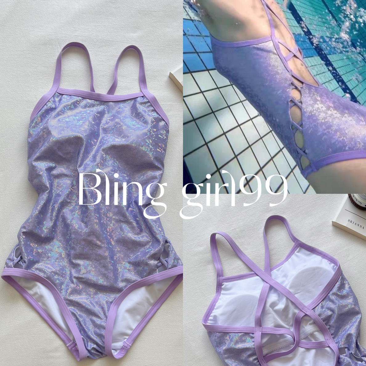【紫水晶】紫色显瘦遮肚连体竞速泳衣女适合游泳泡温泉泳装