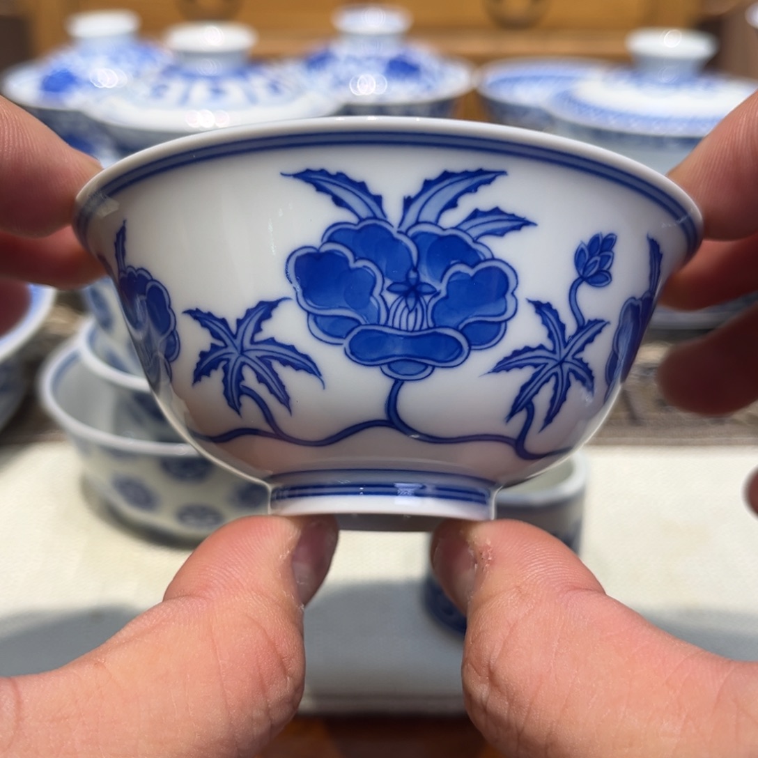 _***`青花秋葵主人杯一只