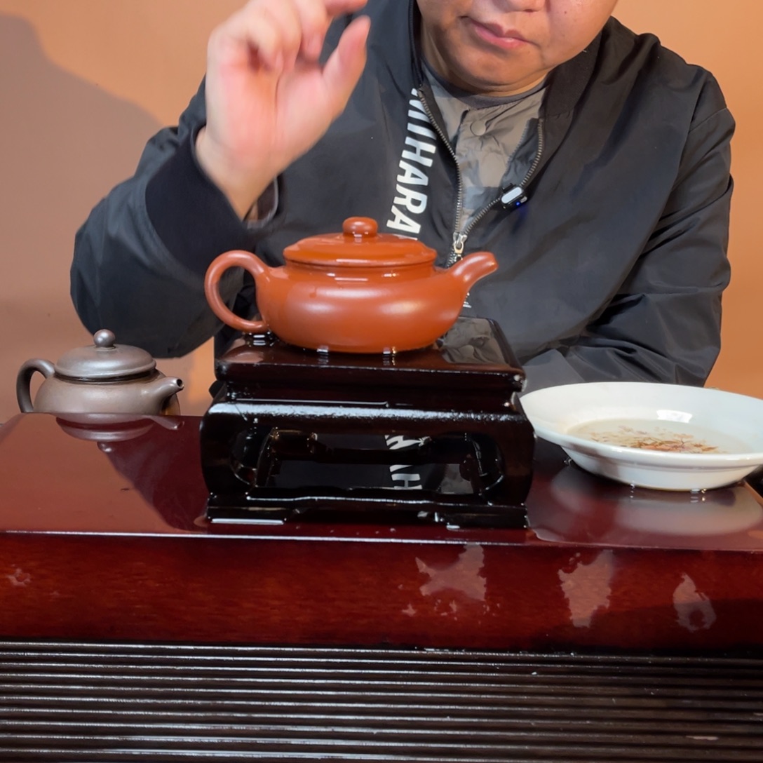 紫砂茶壶高端180cc大红泥扁腹