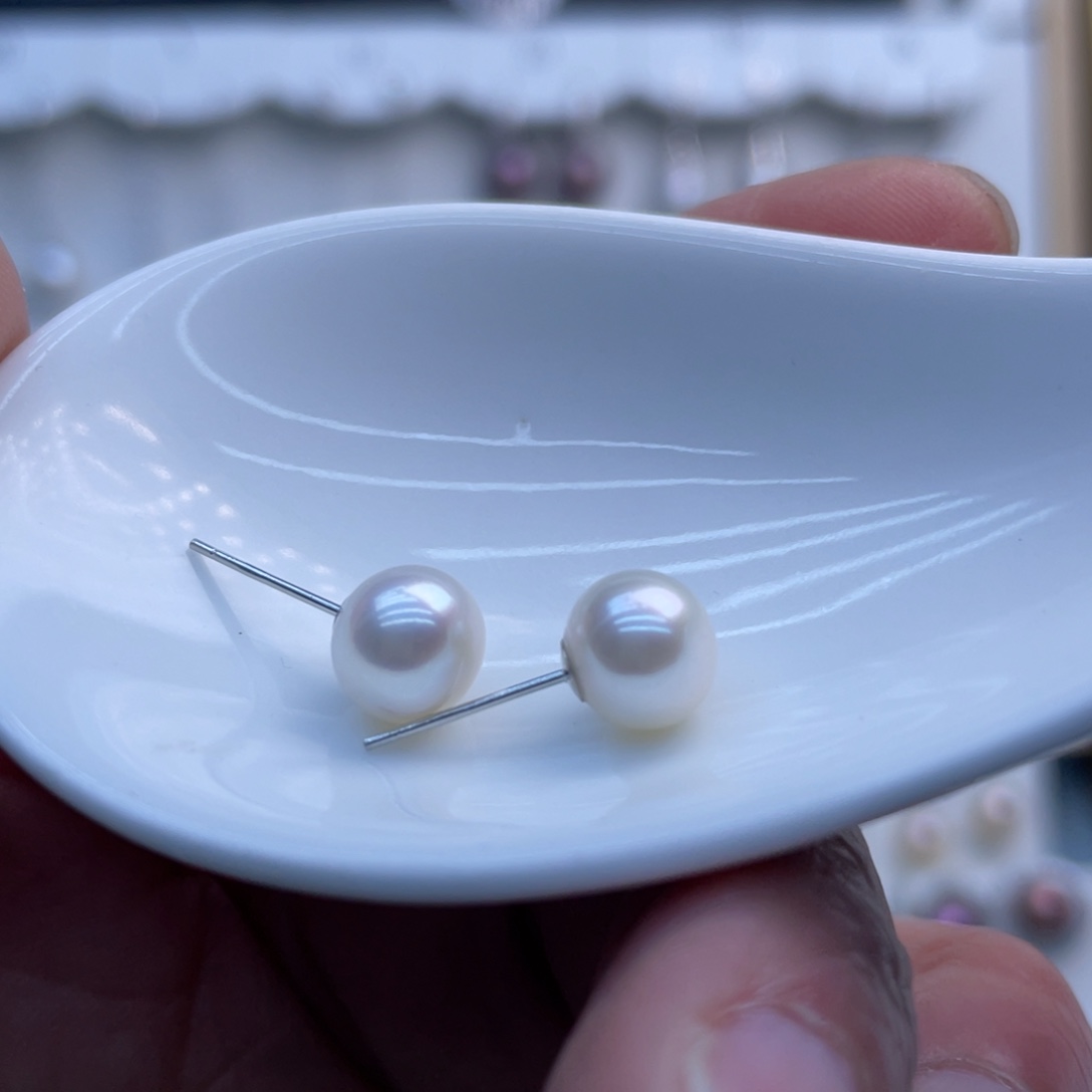 淡水珍珠耳饰银S925镶嵌