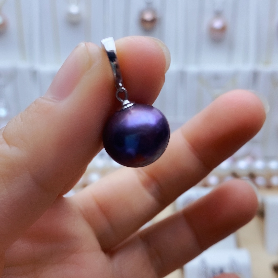 淡水珍珠银S925镶嵌吊坠(赠链)