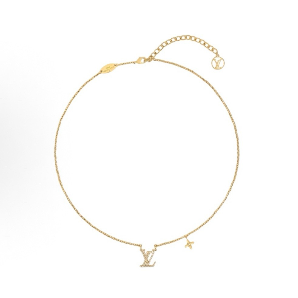 未使用 LouisVuitton/路易威登 LV logo满钻金属水晶 项链 女款