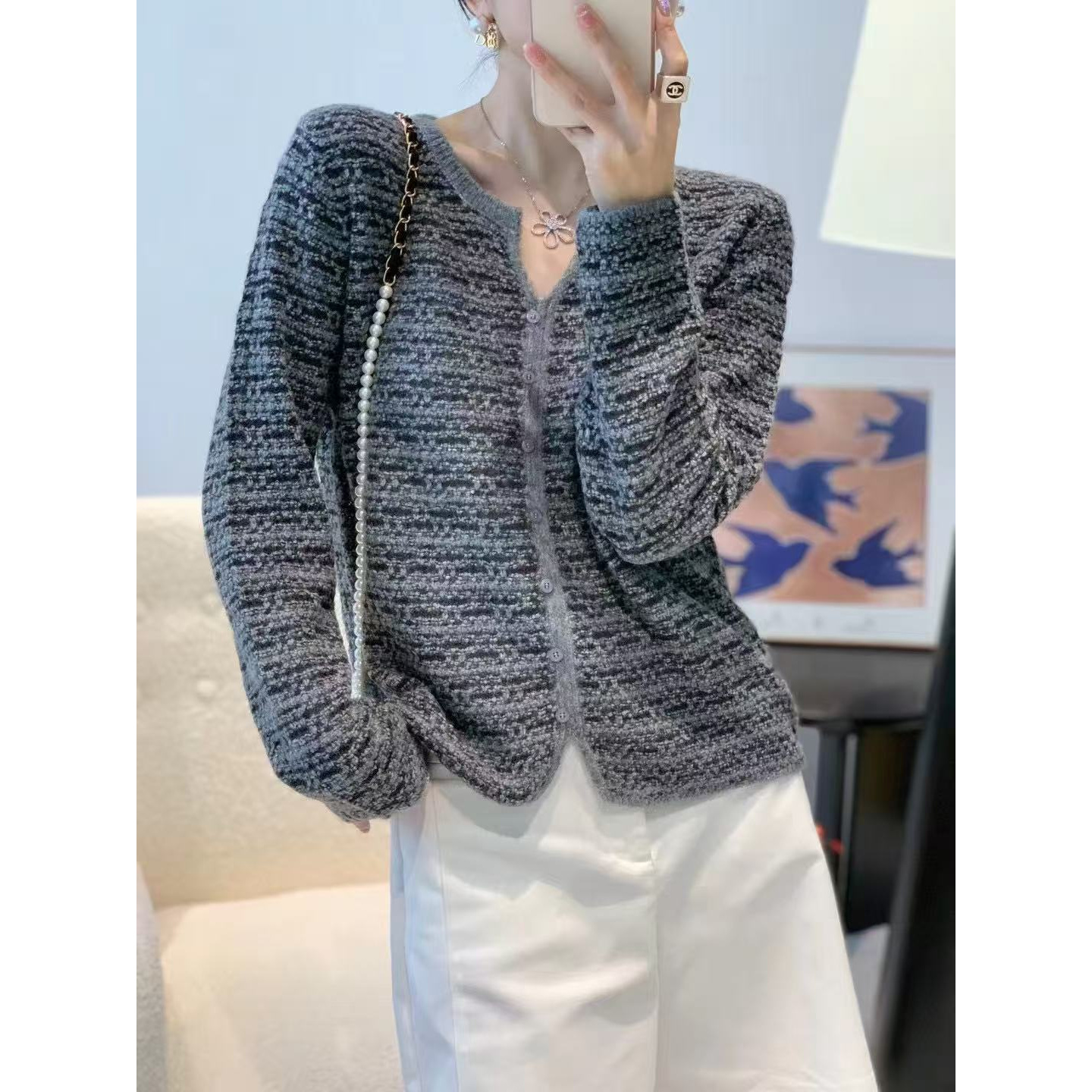 （灰调）玉姐家柔软显瘦韩系百搭温柔上衣f1558 J6157