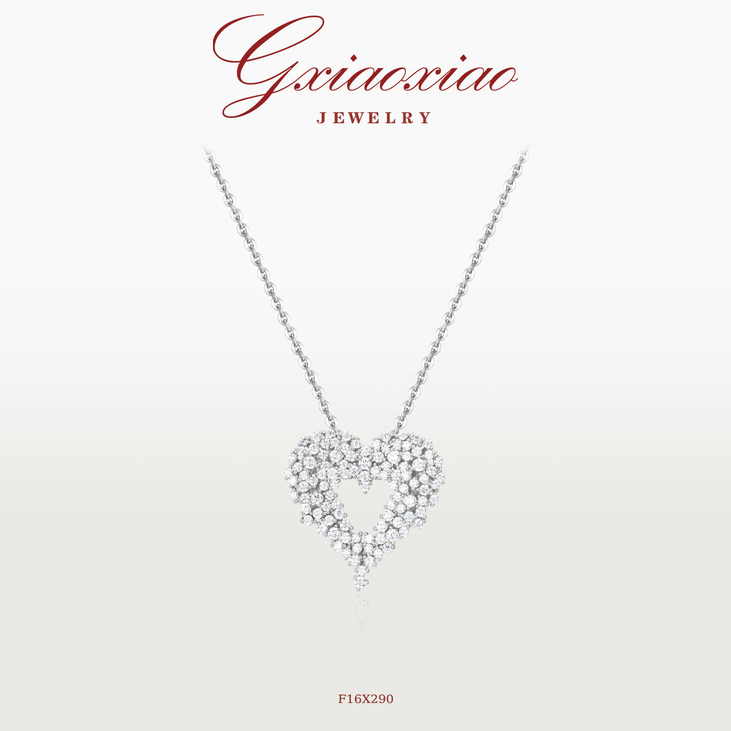 G XIAOXIAO 轻奢气质高级感满镶爱心百搭项链 F16X290