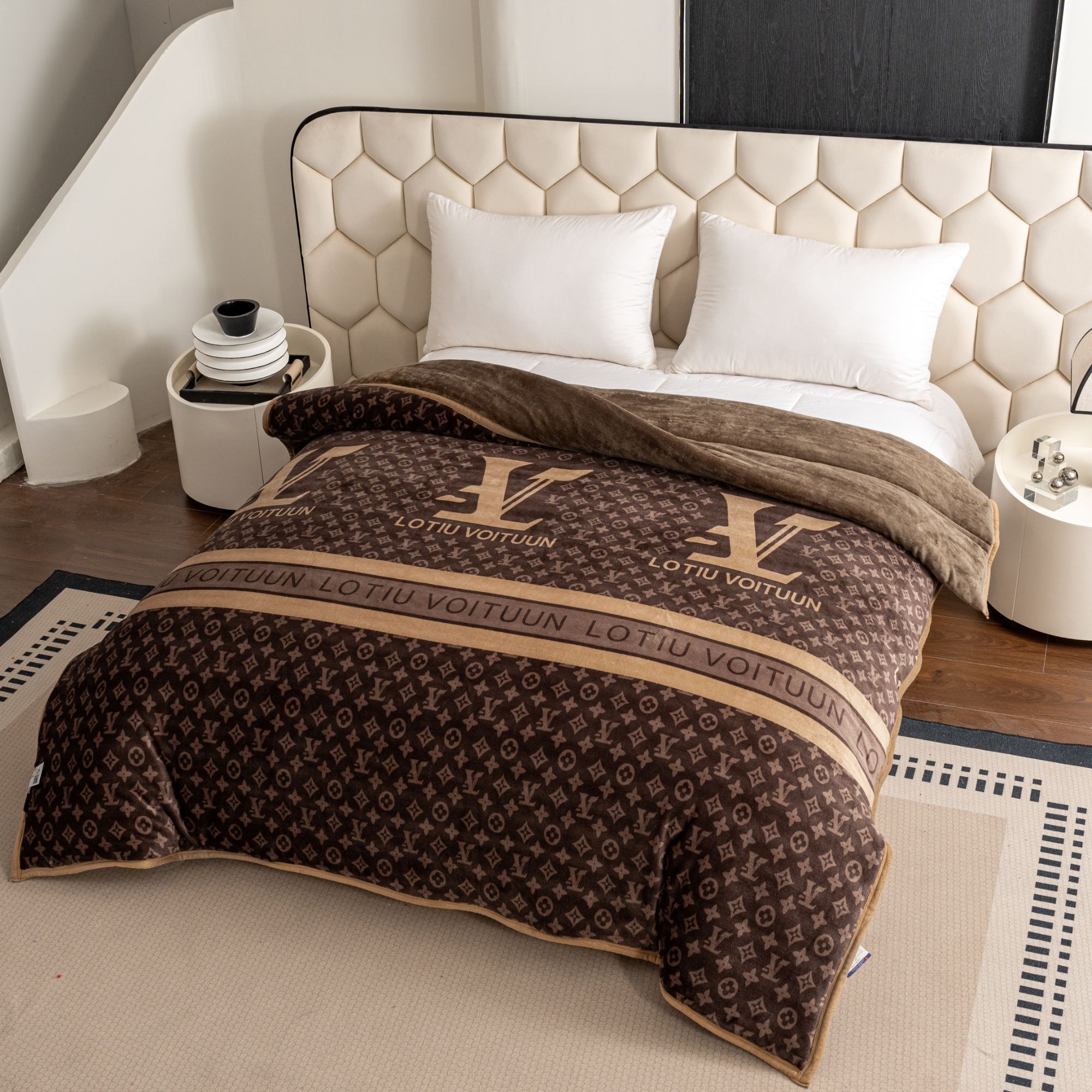 轻奢印花双面宝宝绒双人冬被2.0x2.3m高端保暖石墨烯