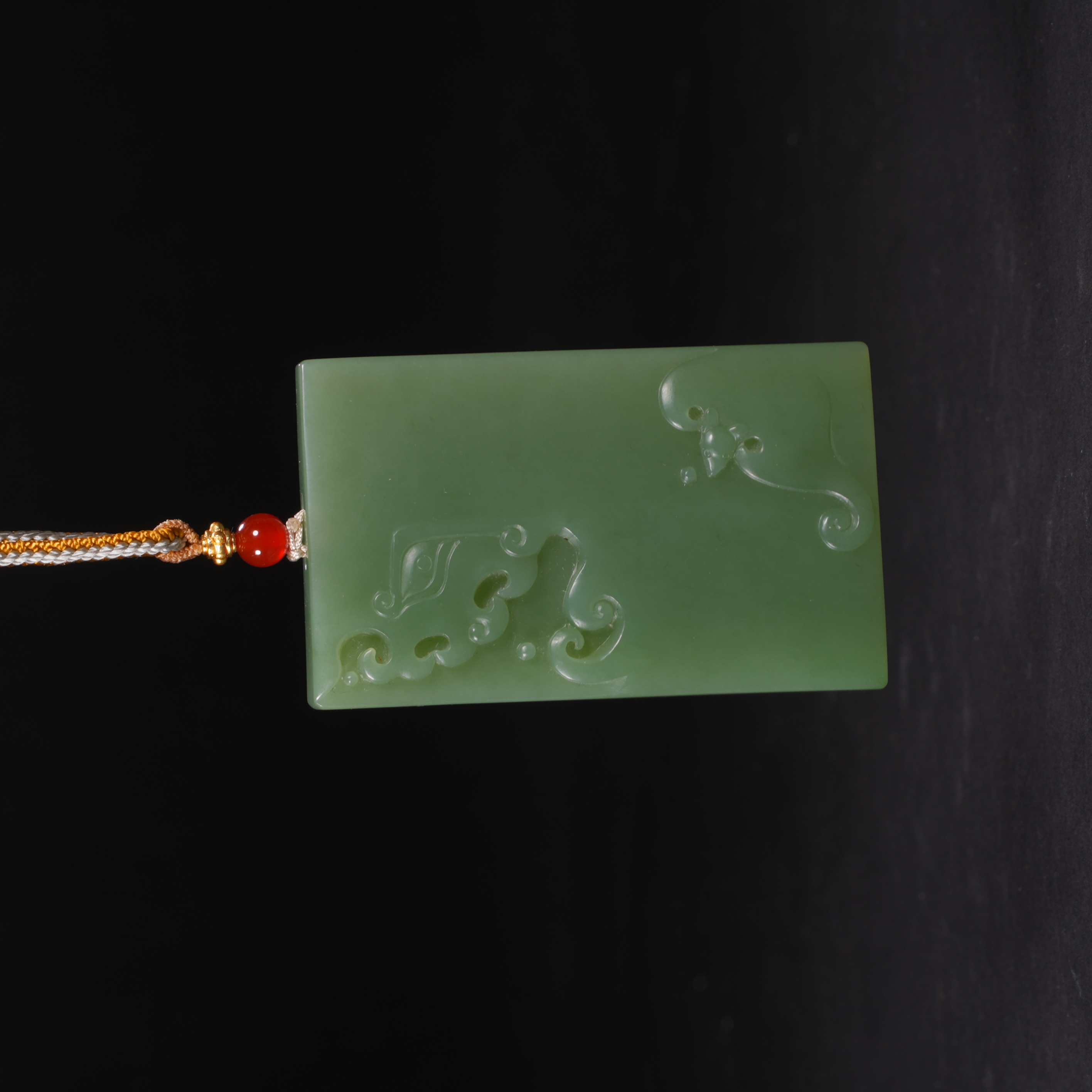 lot3和田玉碧玉粉青守护牌/保利拍卖