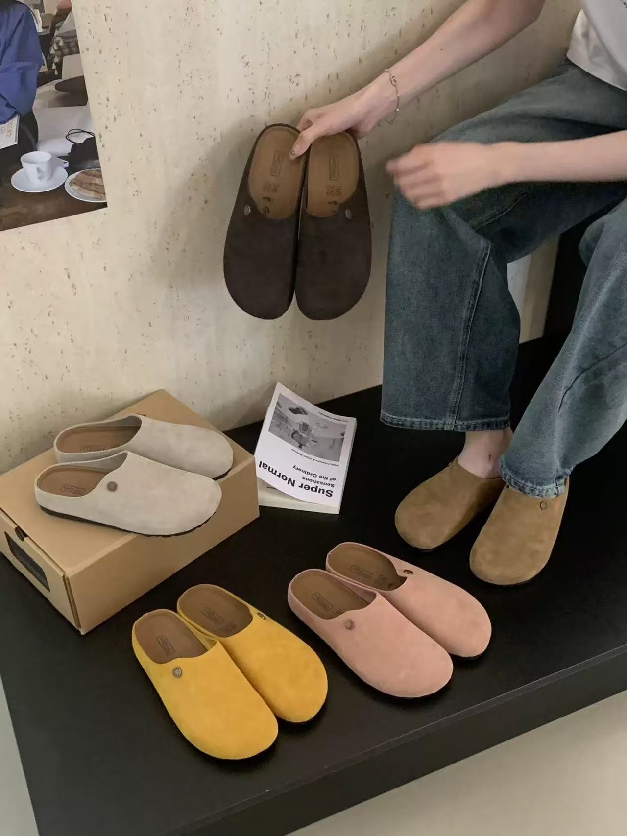 【好喜欢卖鞋】包头半拖鞋女秋2025新款厚底穆勒鞋一脚蹬 萌勃肯鞋