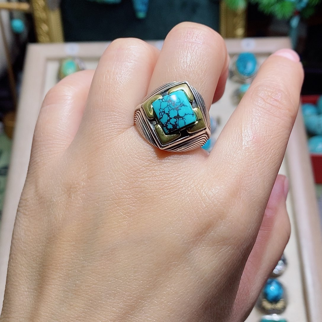 银S925镶嵌绿松石挂件